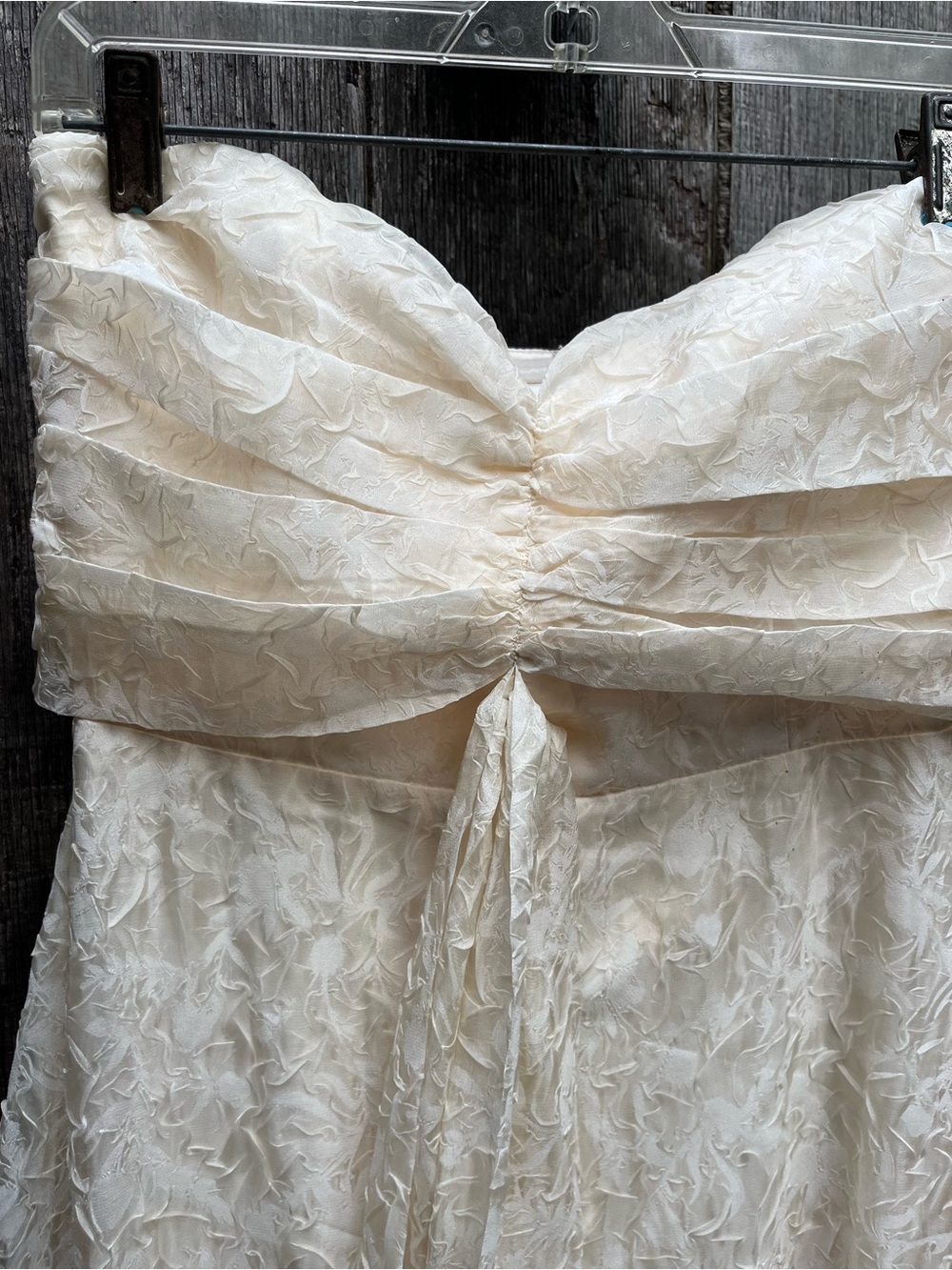 Lulu's Cream Strapless Textured Chiffon Dress